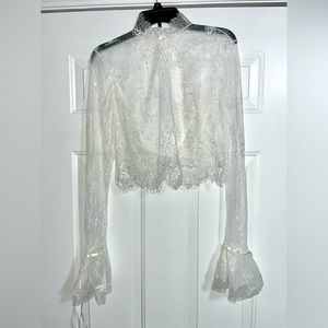 Mock neck lace top